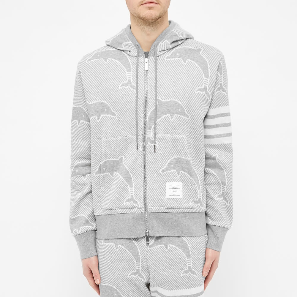 Thom Browne Dolphin Jacquard Four Bar Zip Hoody - 4