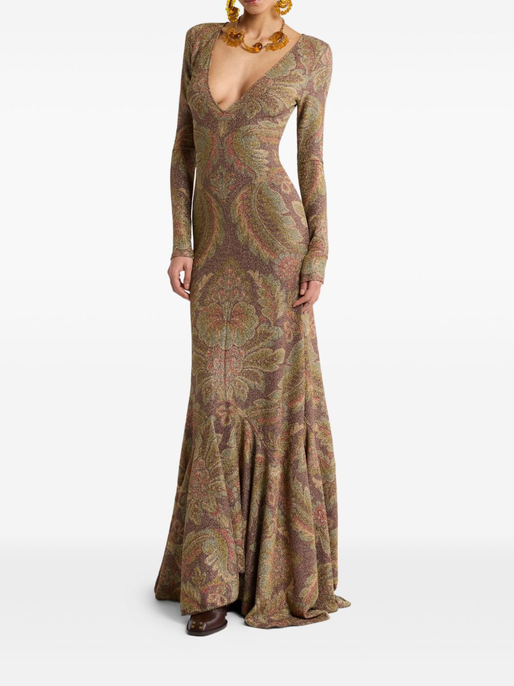 paisley-print ruffled dress - 2