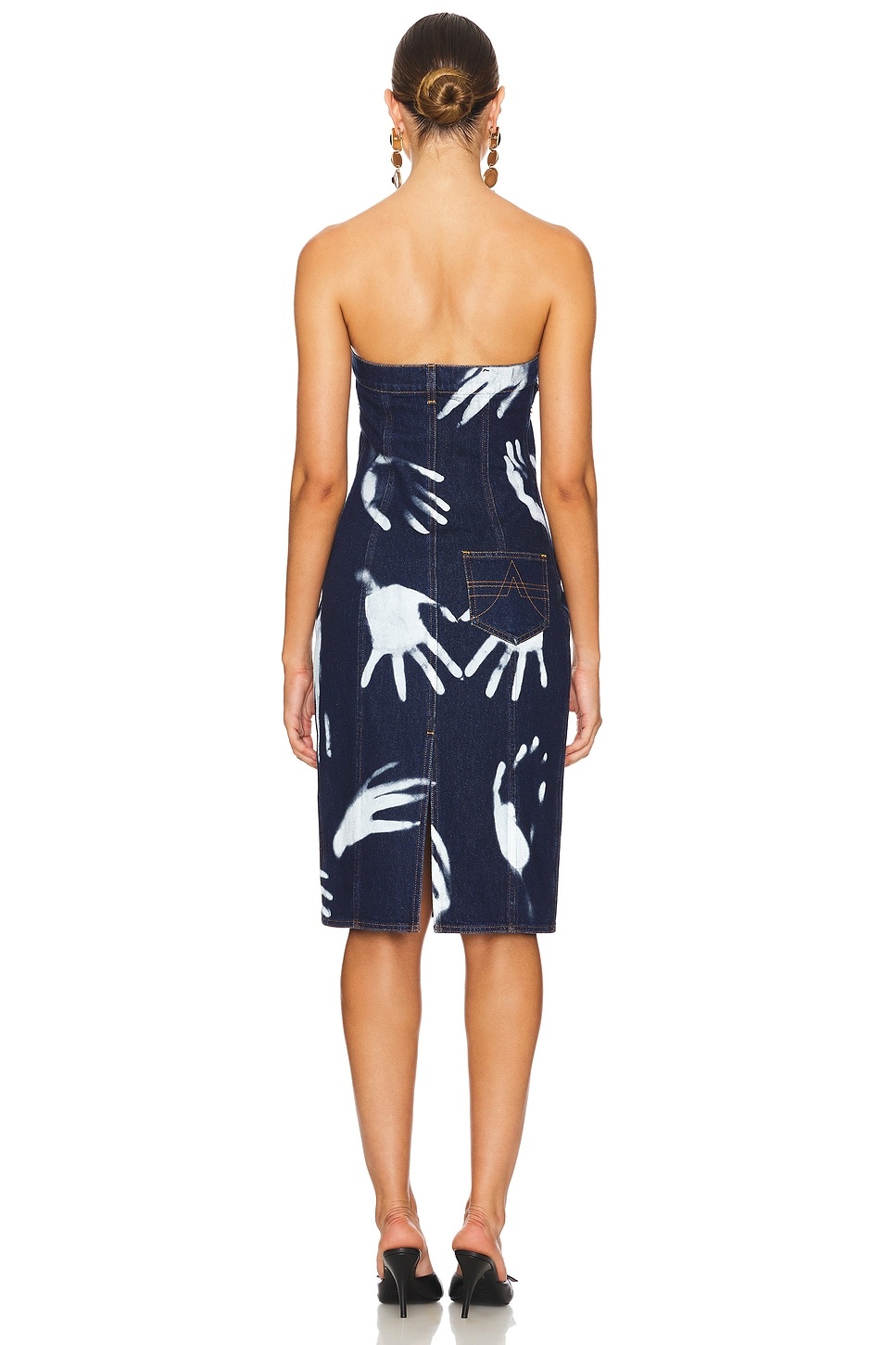 Handprint Strapless Midi Dress - 3