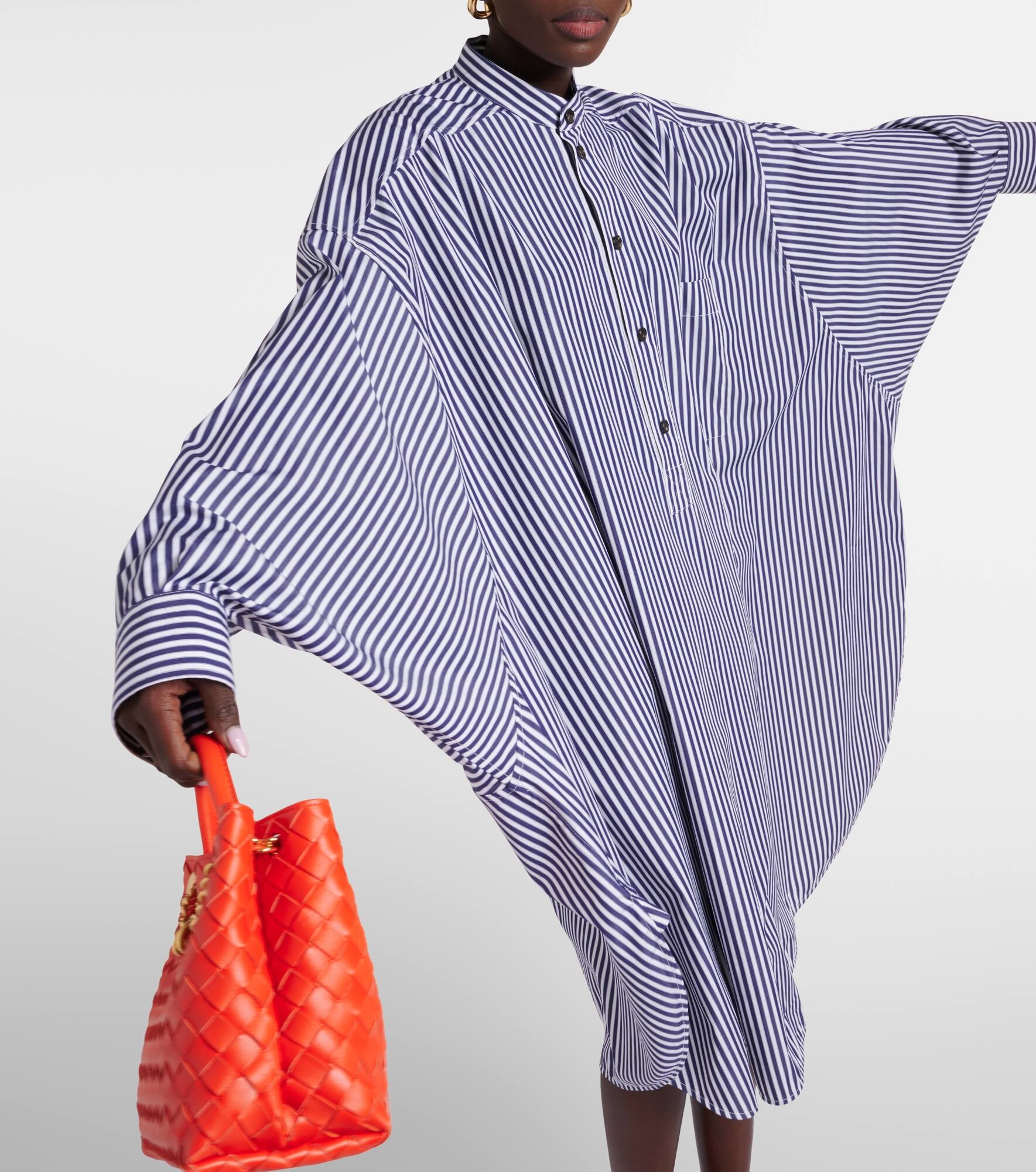 Striped cotton poplin shirt dress - 7