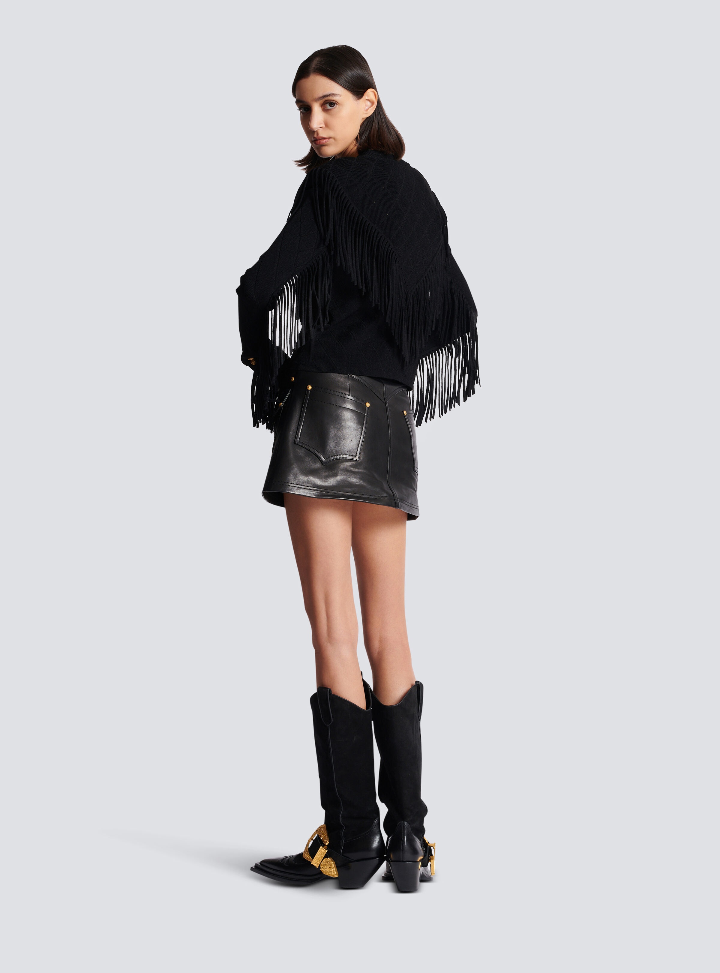 Fringed fine knit cardigan - 4