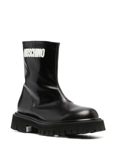 Moschino embossed-logo zipped leather boots outlook