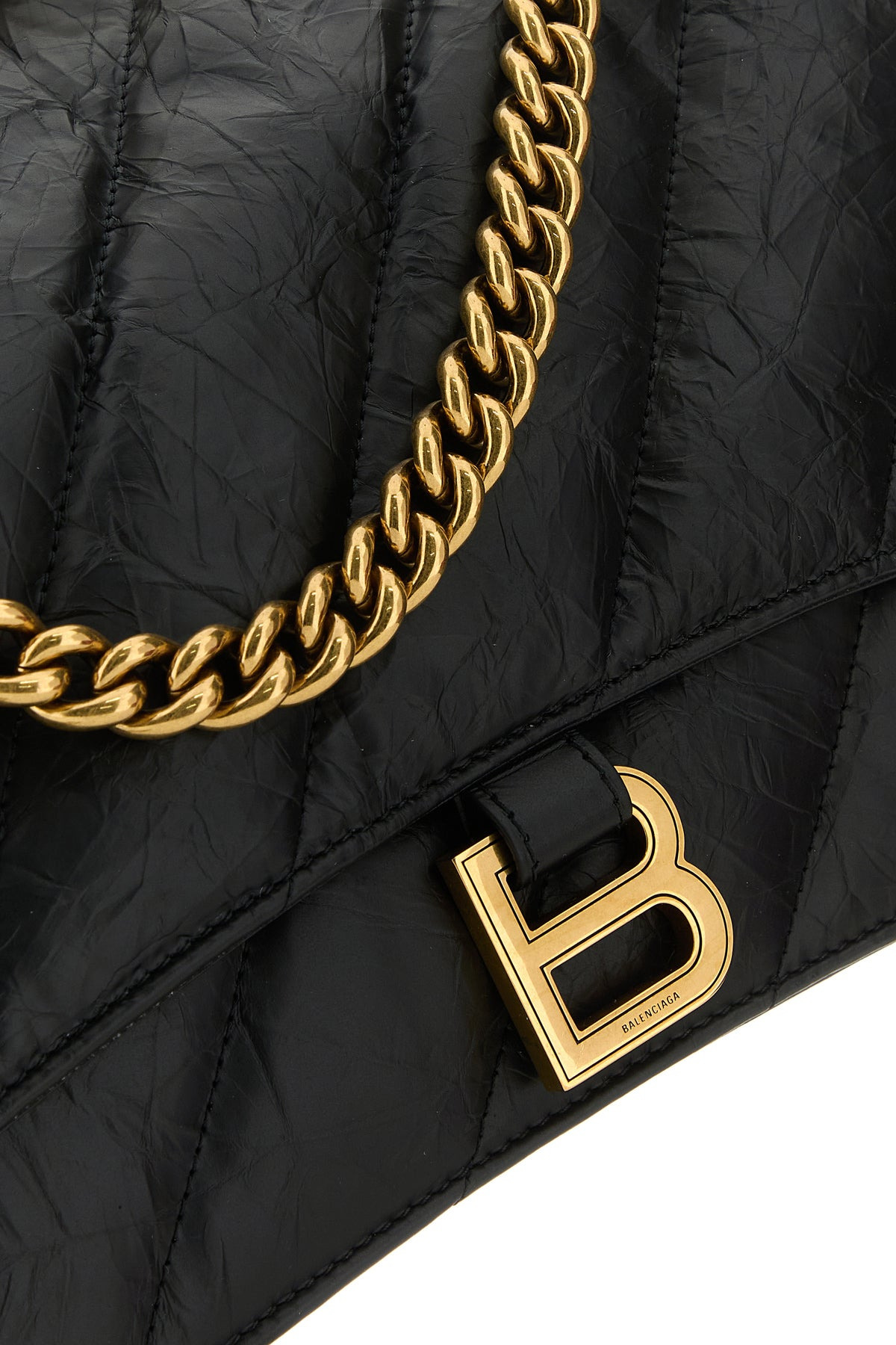 Black leather medium Crush shoulder bag - 4