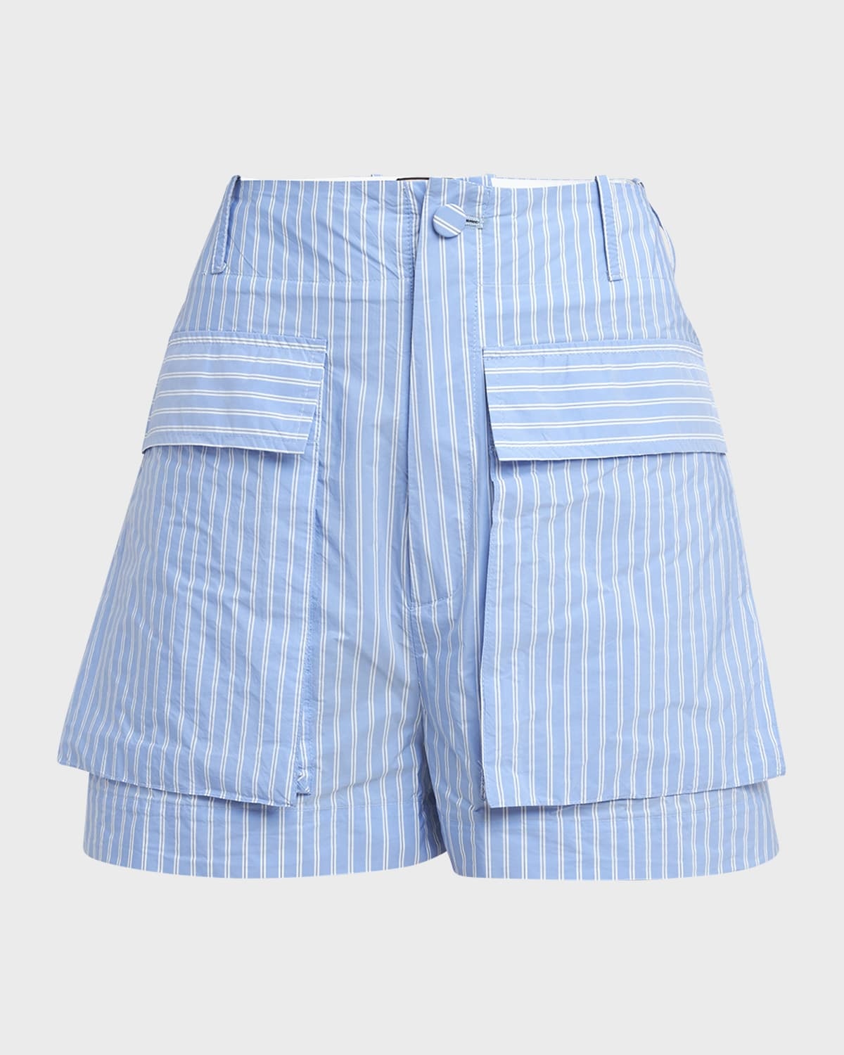 High-Rise Striped Cargo Shorts - 1