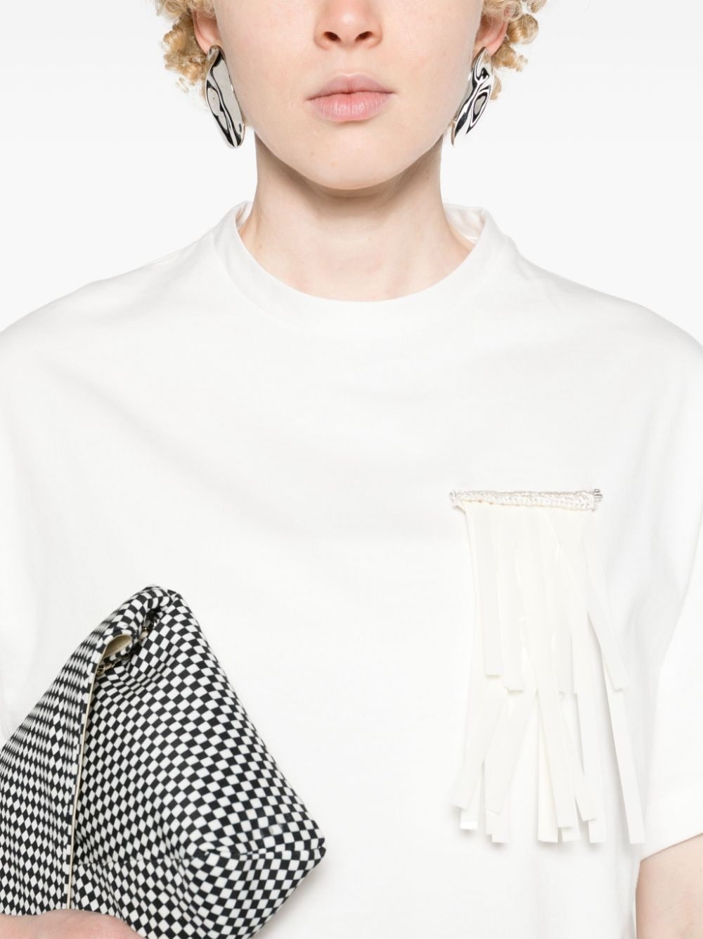 brooch-detailed cotton T-shirt - 5