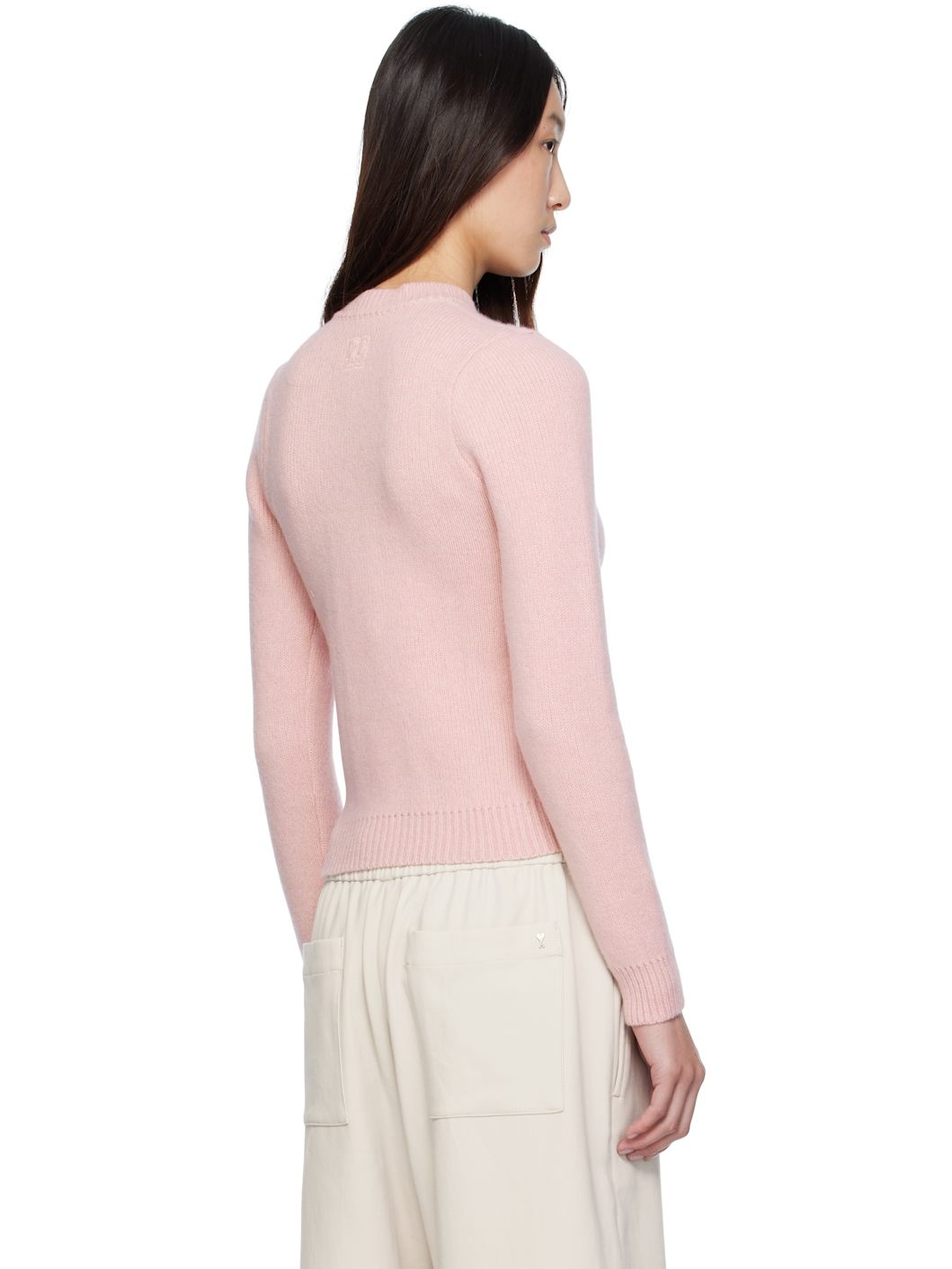 Pink Classic Round-Neck Cardigan - 3