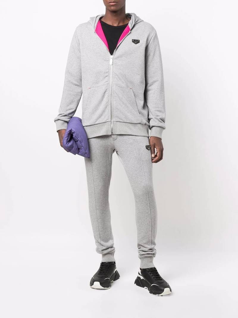 PHILIPP PLEIN logo-patch zip-up hoodie outlook