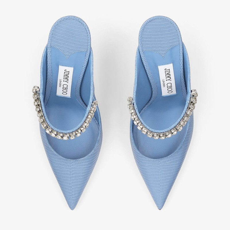 Bing 100 Denim Lizard Print Mules 5