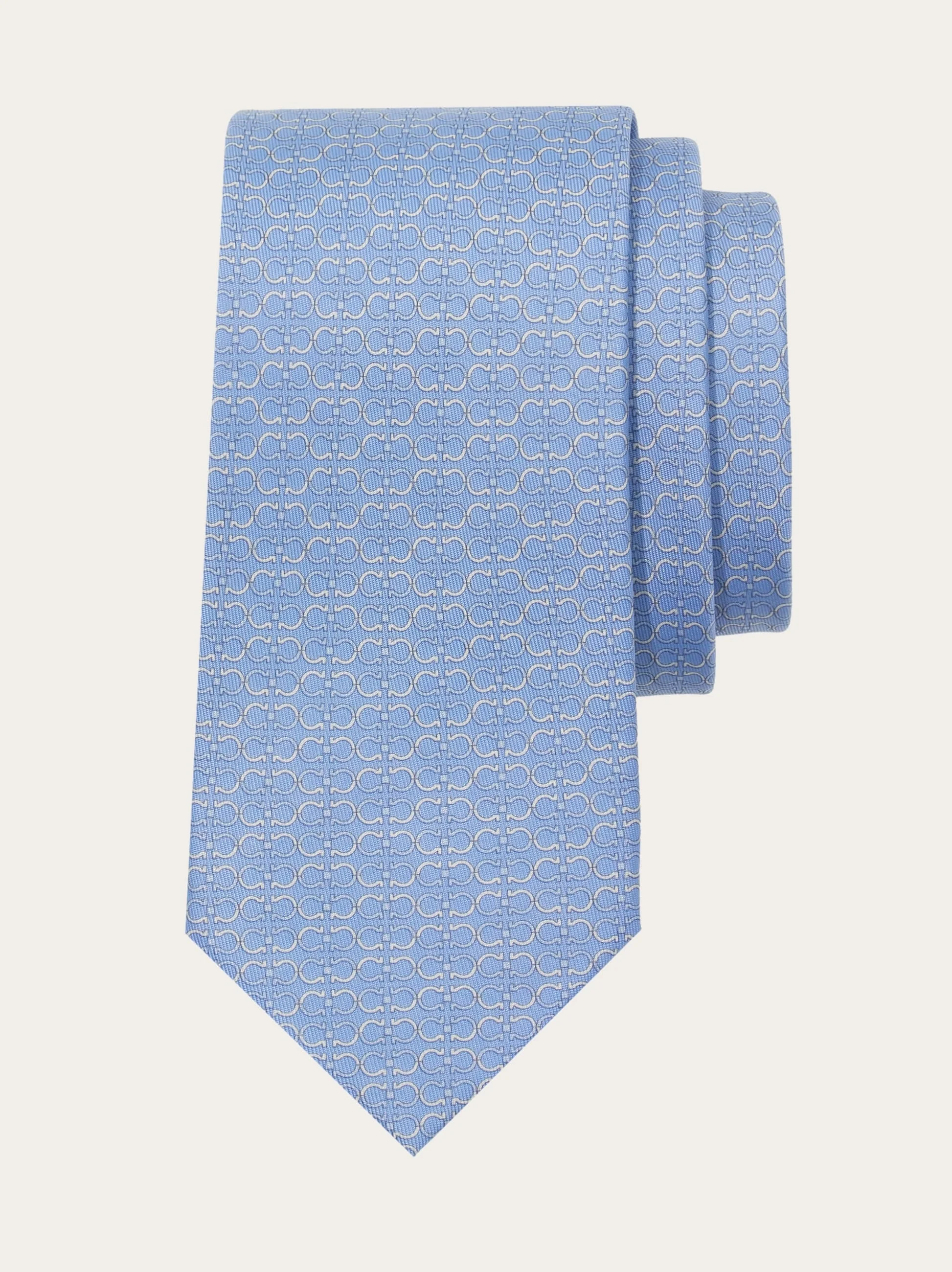 Gancini print silk tie - 1
