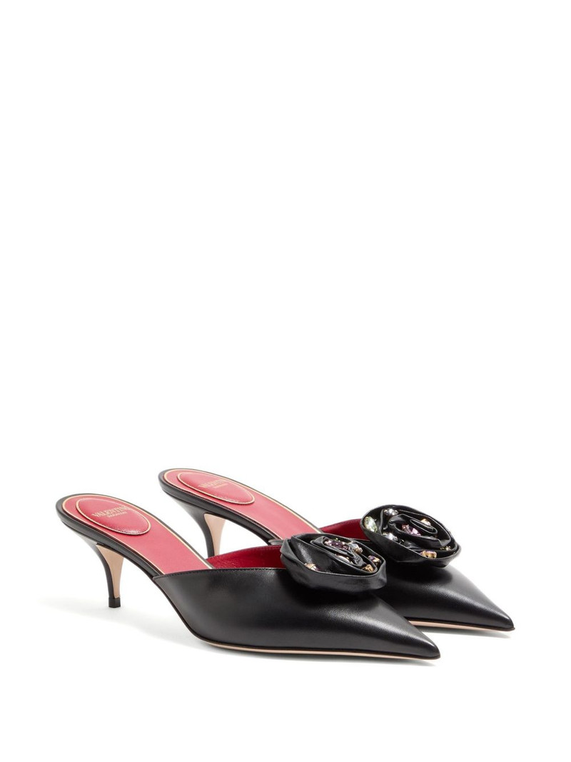 Valentino 55mm Drip Rose pointed-toe mules outlook