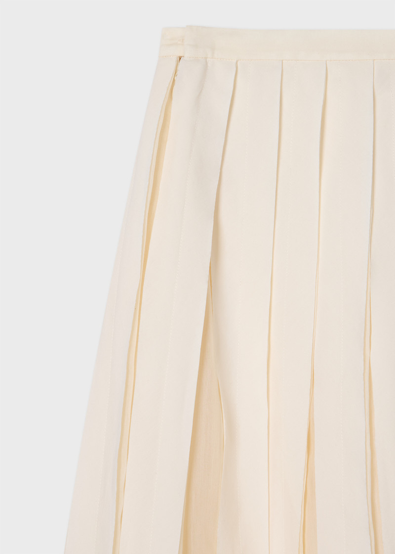 Paul Smith Women's Ecru Cotton-Silk Organza Pleated Skirt outlook