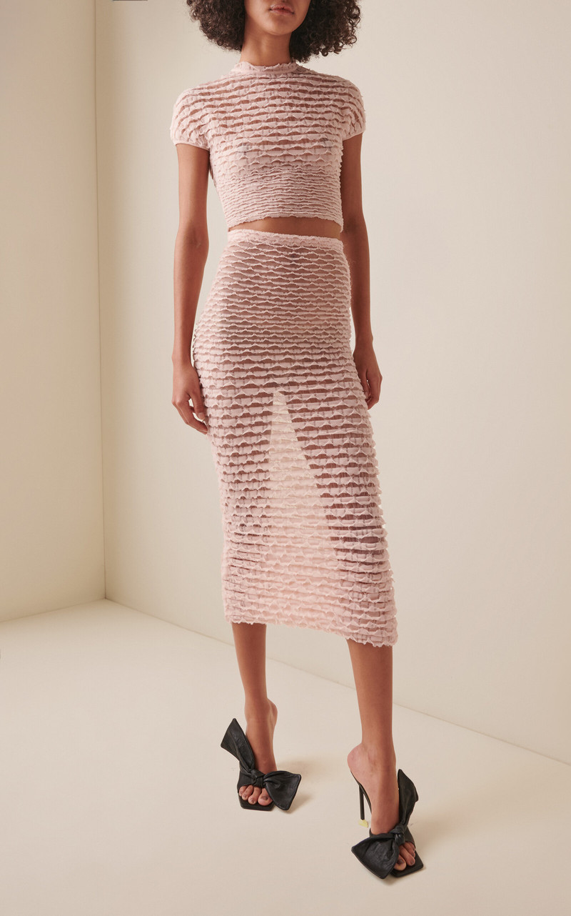 Givenchy Frills Knit Midi Skirt light pink outlook