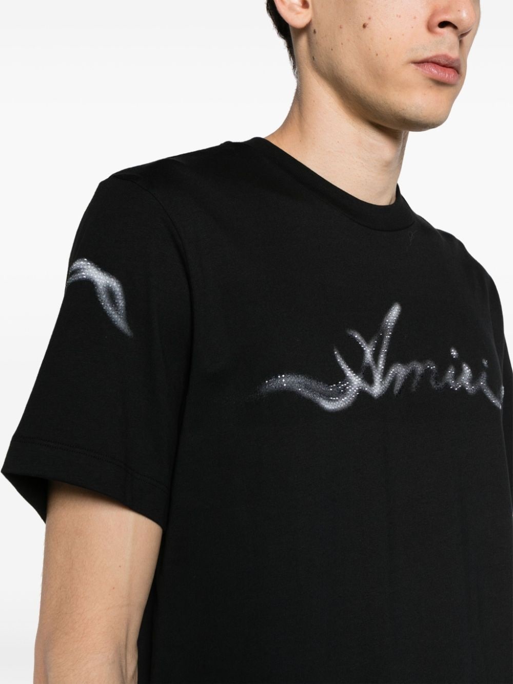Smoke rhinestone-embellished T-shirt - 5