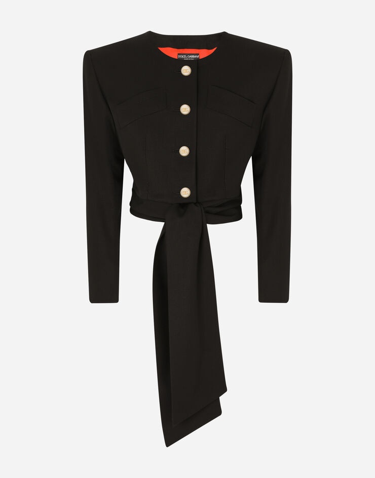 Gabardine jacket with pearl DG buttons - 1