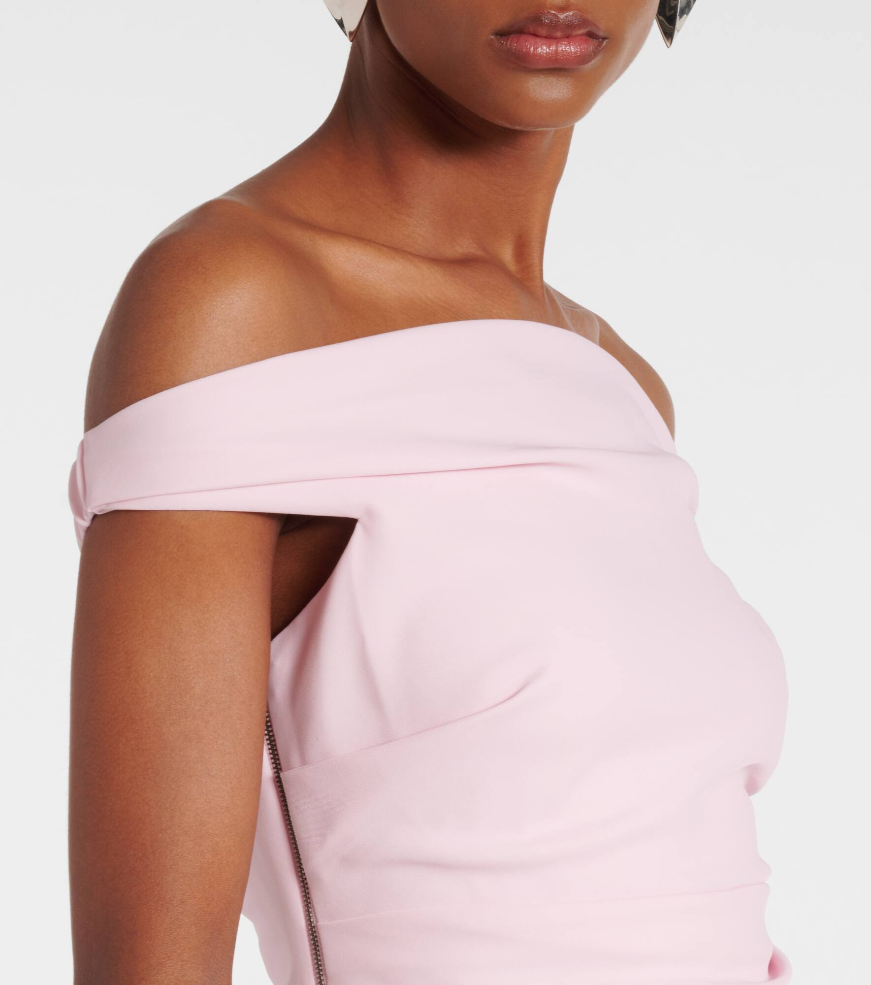 Draped off-shoulder crêpe corset - 4