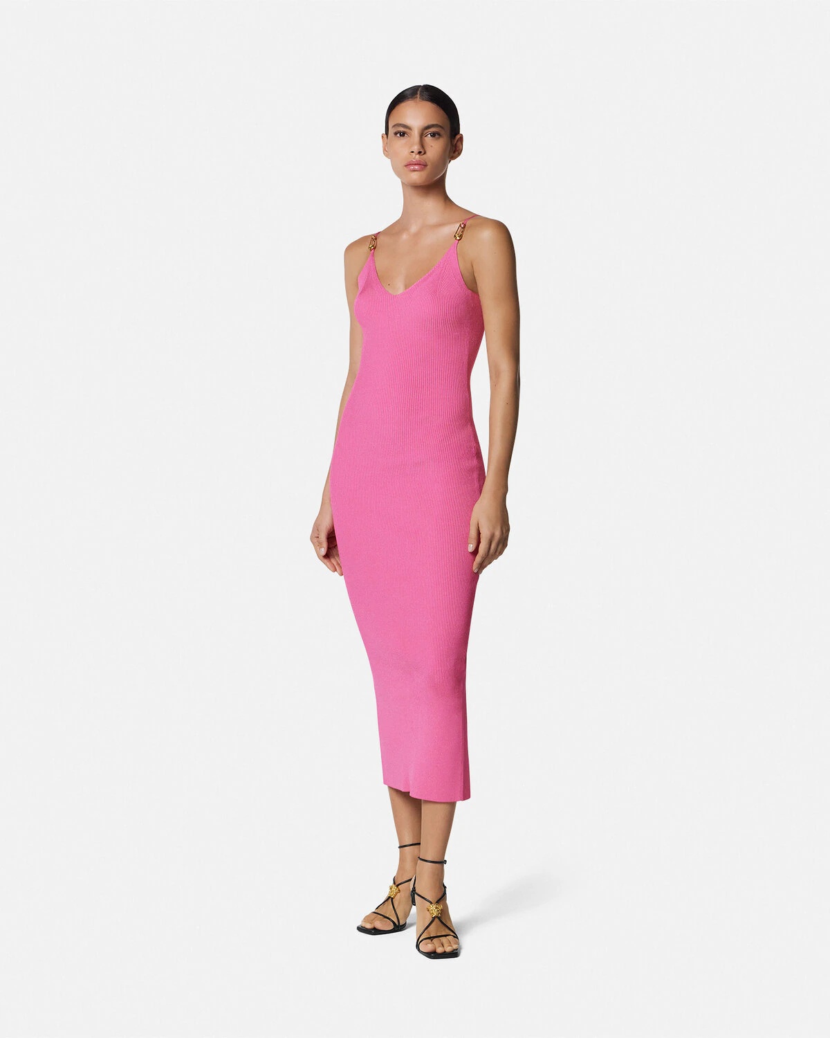 Safety Pin Knit Slip Midi Dress - 4
