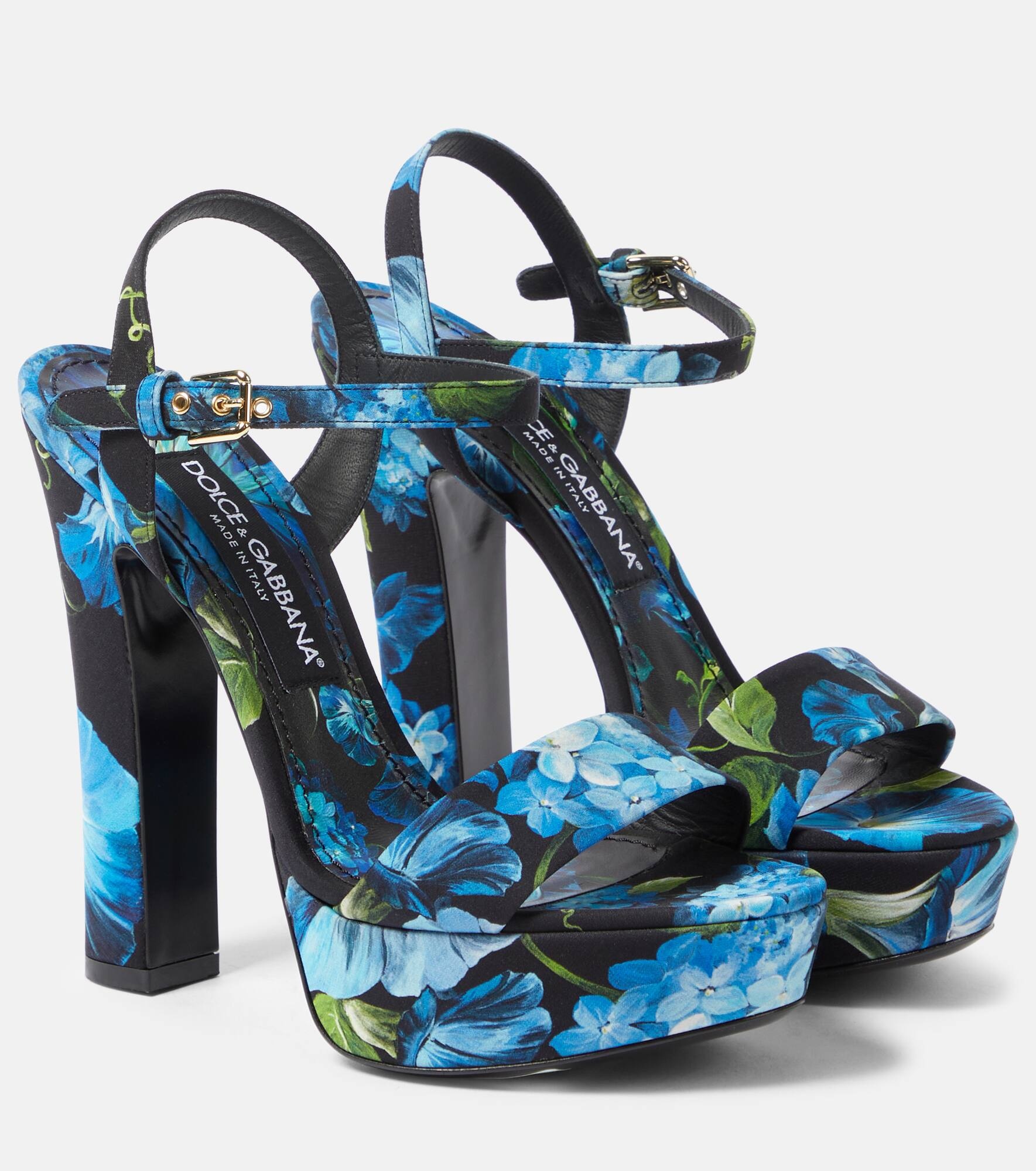 Floral satin platform sandals - 1