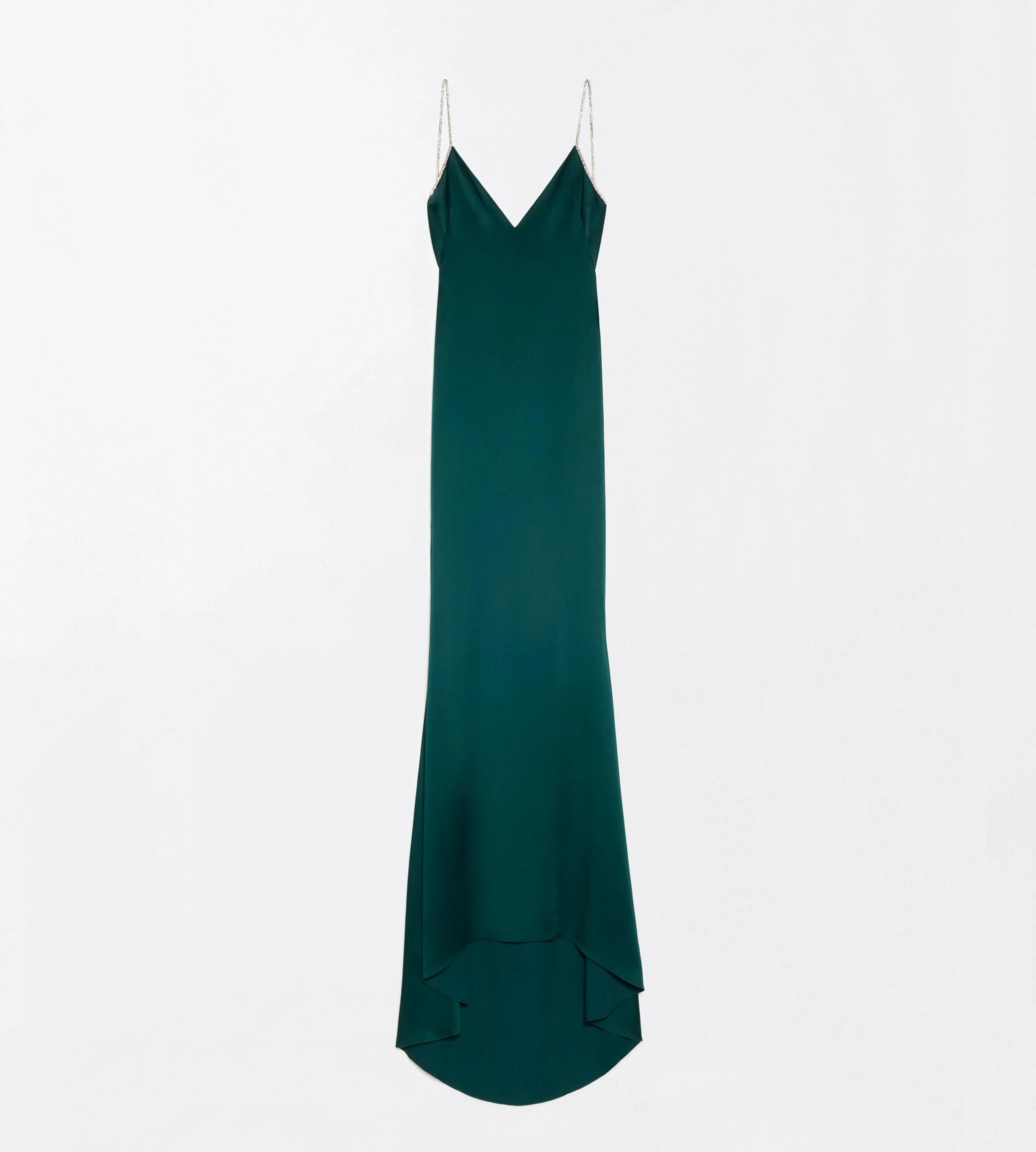 CRYSTAL CHAIN EMBROIDERY SATIN SLEEVELESS EVENING DRESS WITH OPEN BACK - 1
