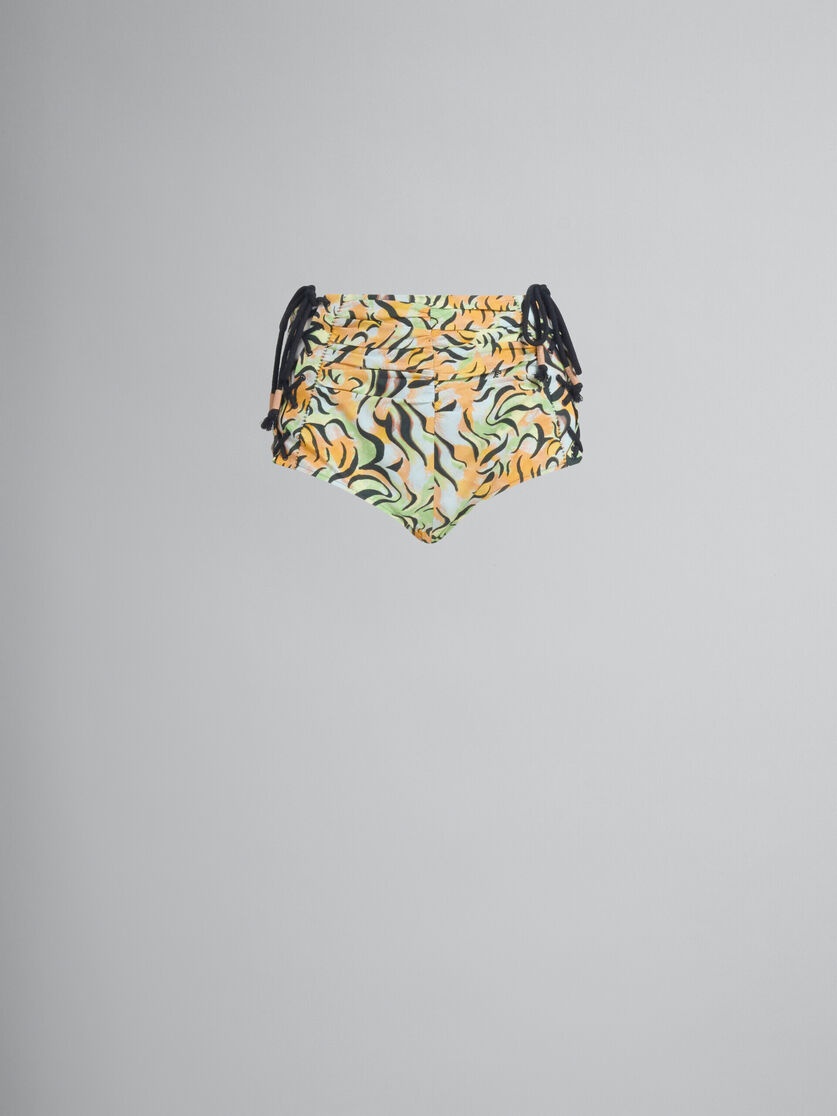 ORANGE AND GREEN PRINTED ORGANIC POPLIN HOT PANTS - 2