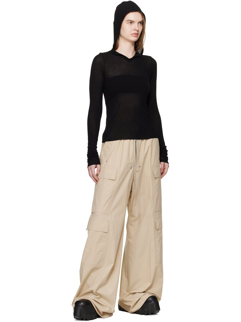 Rick Owens Black Temple Cropped Rib LS Hoodie outlook