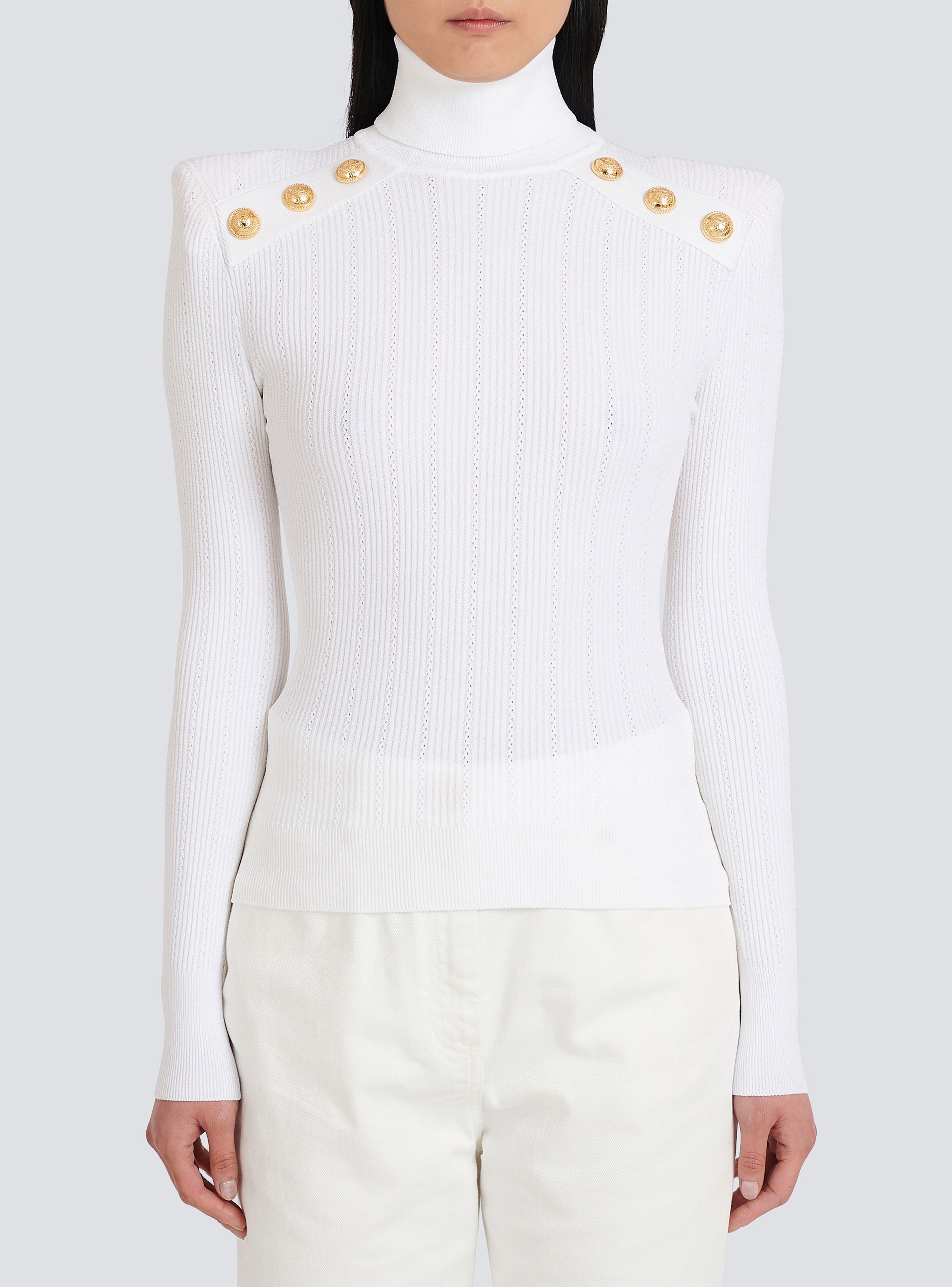 Knit sweater with gold-tone buttons - 6