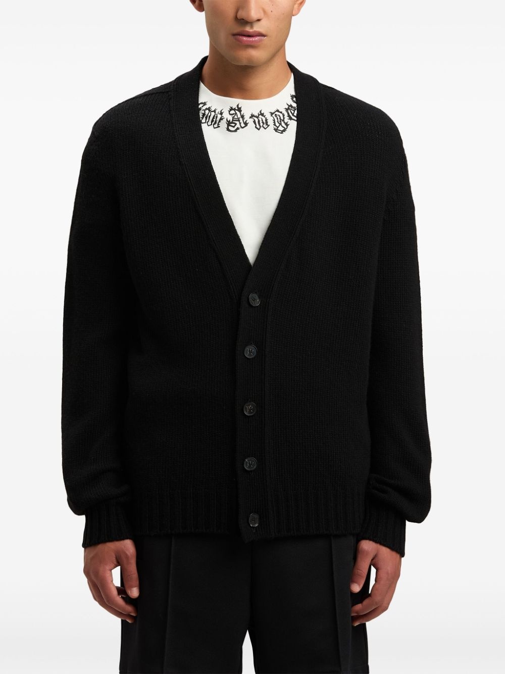 logo-knit buttoned cardigan - 3
