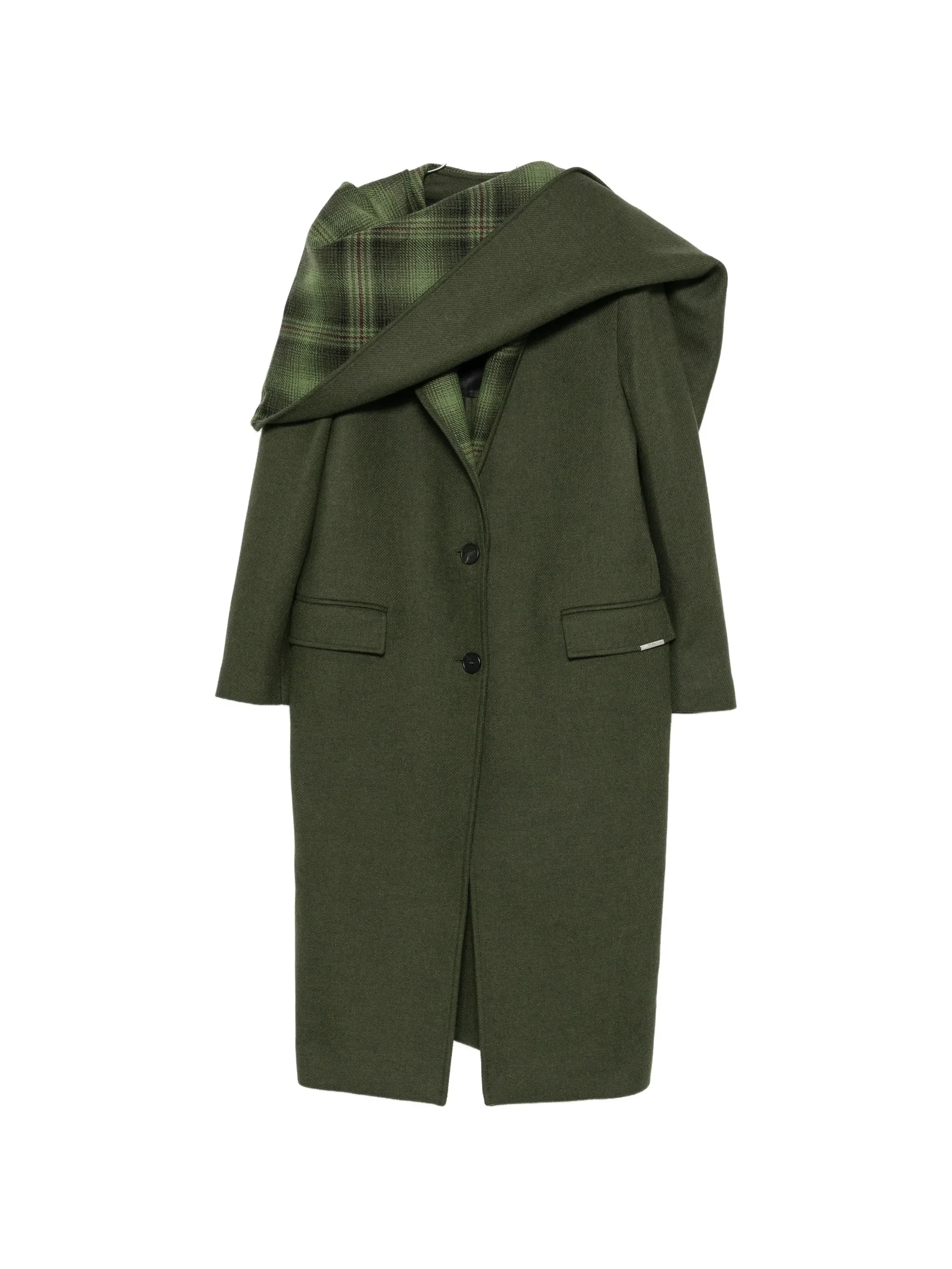 The Attico Scarf-detail Check-pattern Coat - 1
