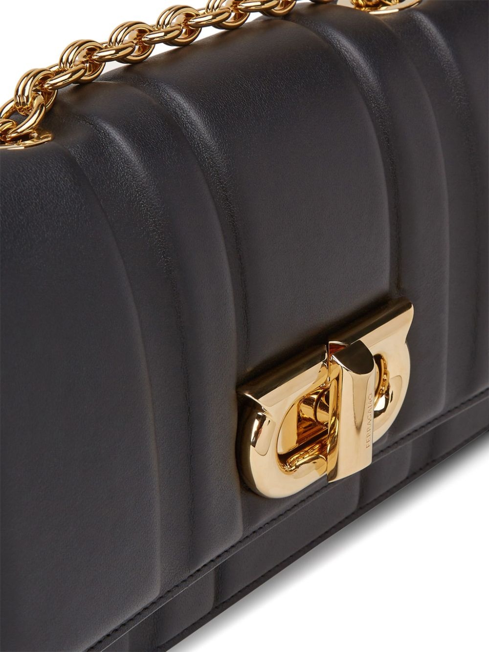 Gancini plaque leather shoulder bag - 3