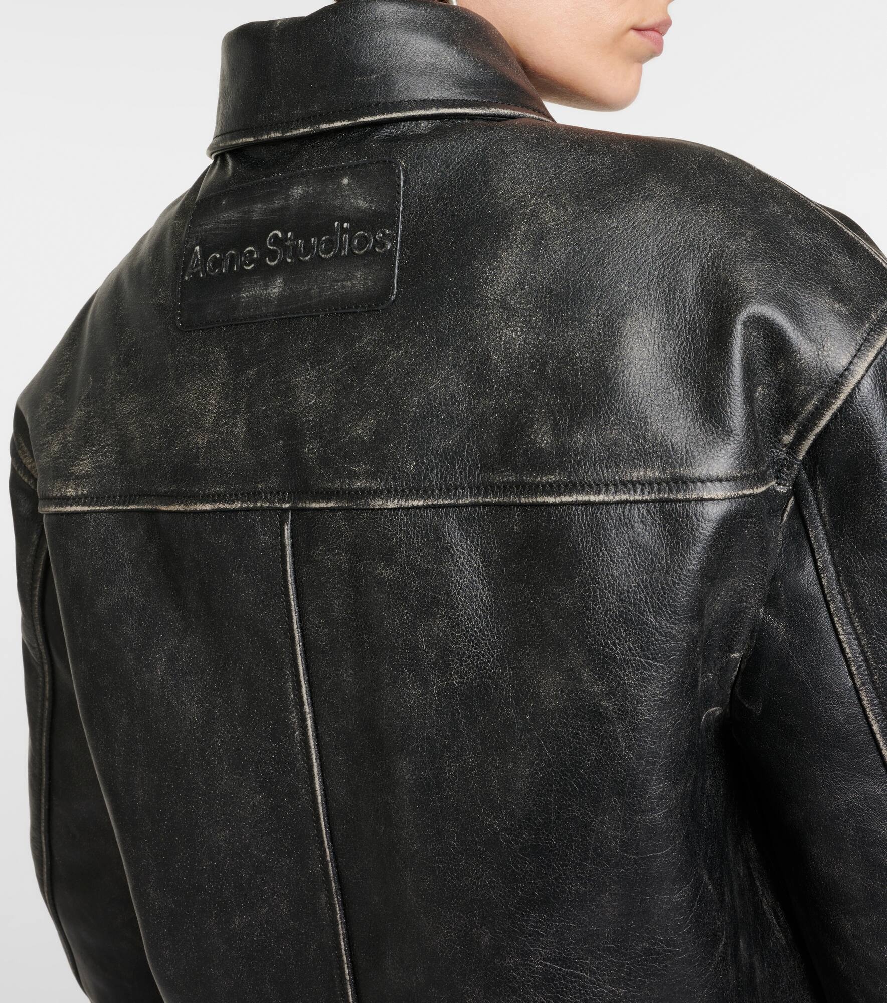 Distressed leather biker jacket - 6
