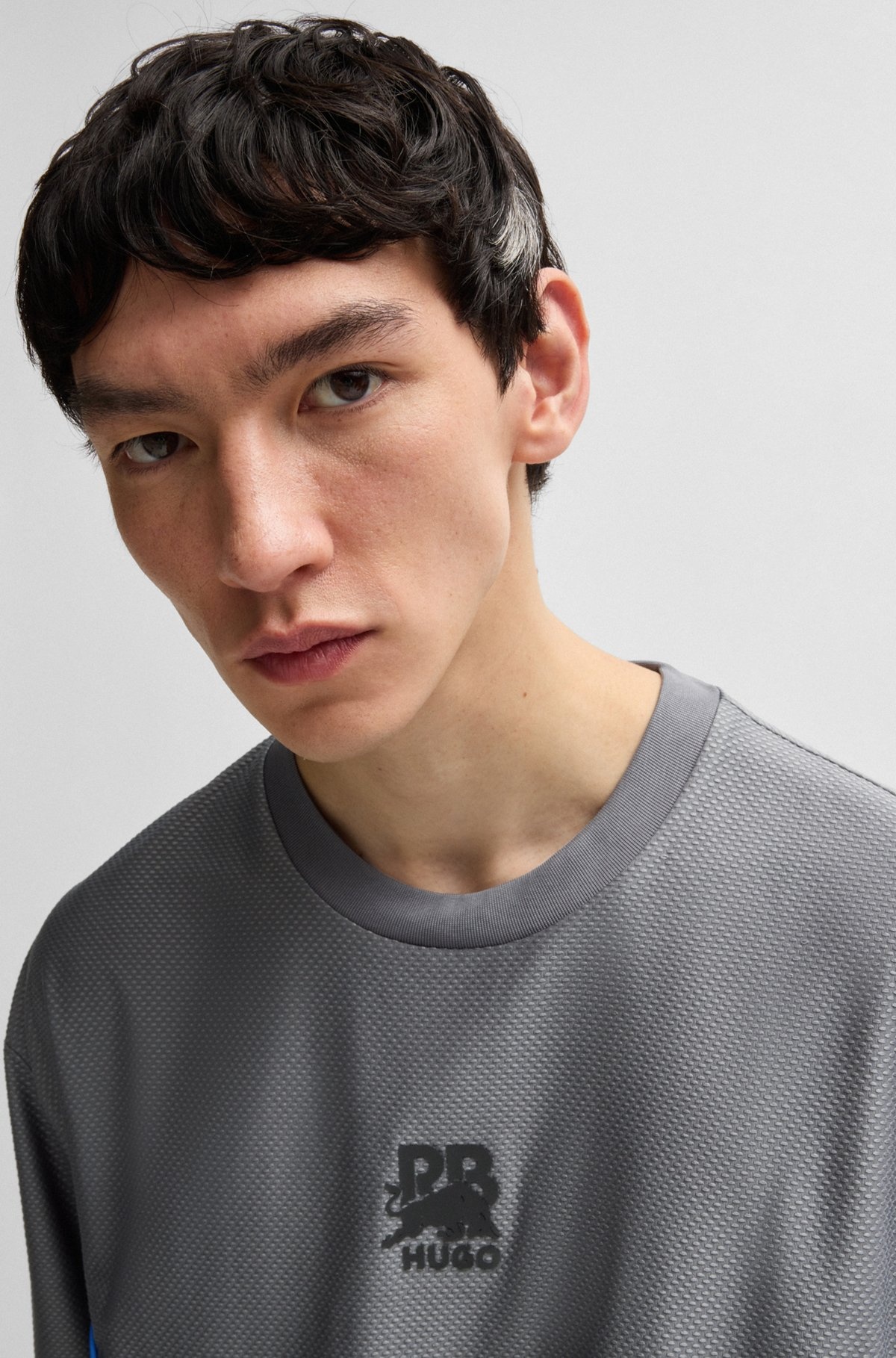 HUGO X RB STRUCTURED-JERSEY T-SHIRT WITH PIPING DETAILS - 3