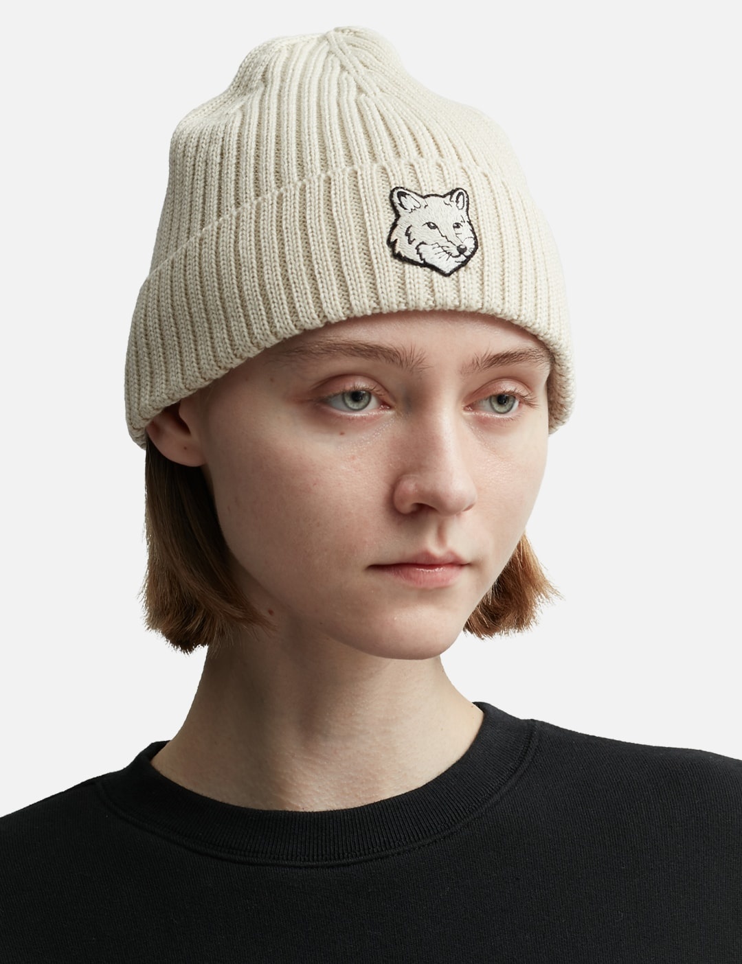 BOLD FOX HEAD PATCH RIBBED BEANIE - 3