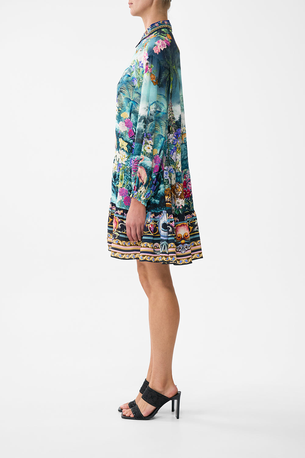 LONG SLEEVE TIERED SHORT DRESS - 4