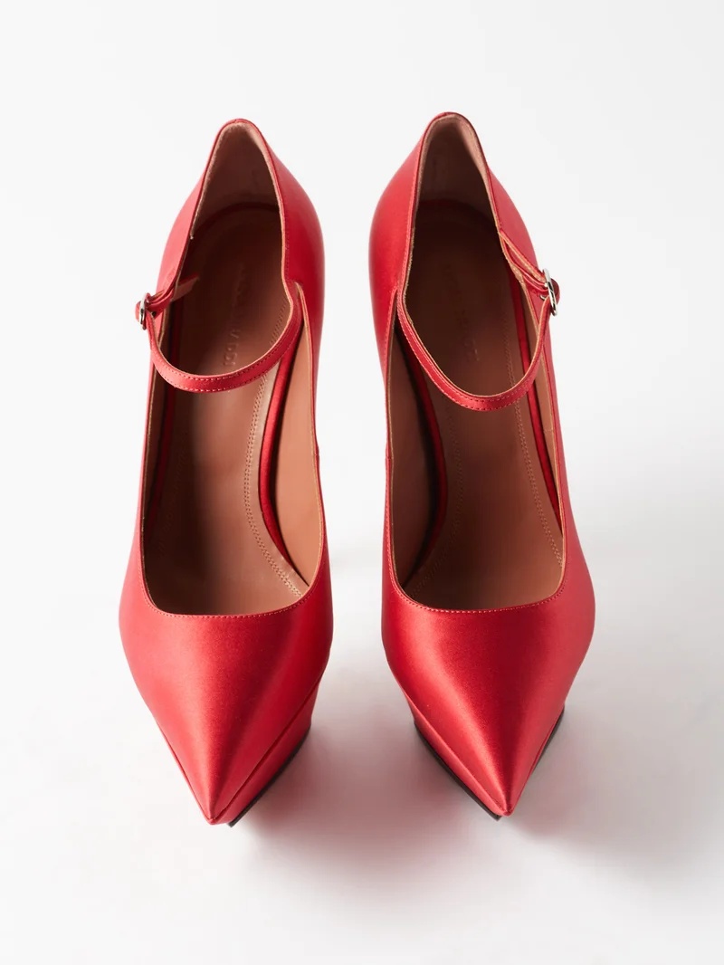 Amina Muaddi Yigit 150 silk-satin platform pumps matchesfashion
