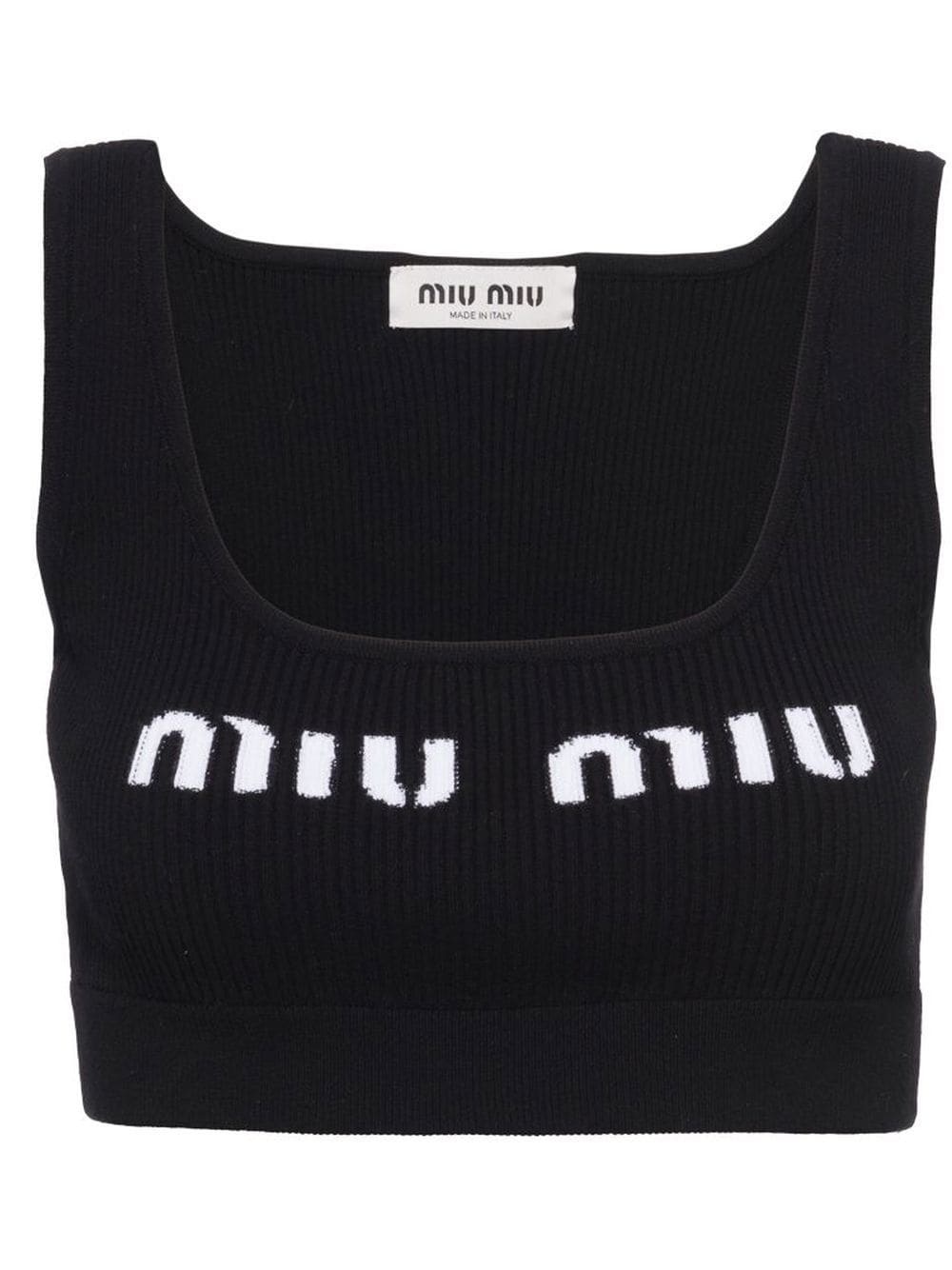 cropped logo-knit tank top - 1