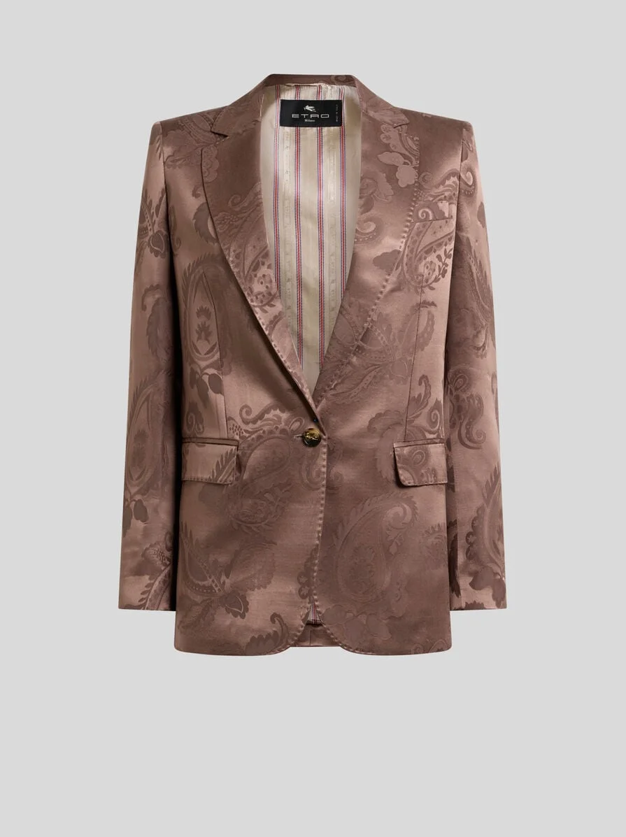 JACQUARD SINGLE-BREASTED JACKET WITH FLORAL PAISLEY MOTIF - 1