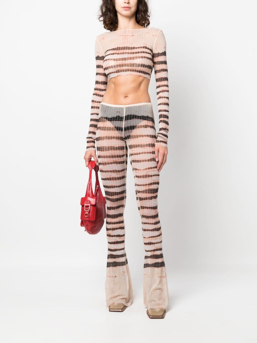 stripe-print crop top - 2