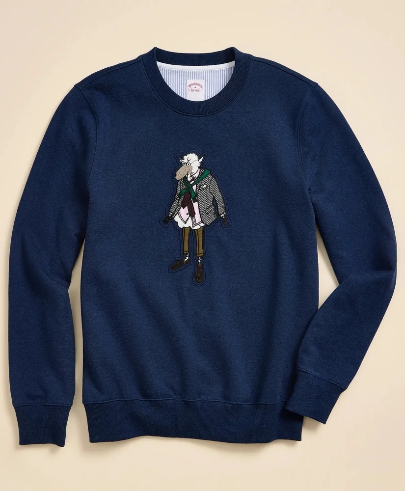 Cotton French Terry Henry Applique Sweatshirt - 1