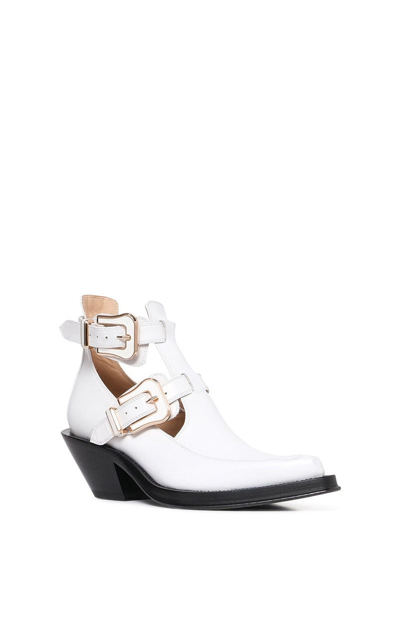 Castro Ankle Boot in Pearlized White Leather 2
