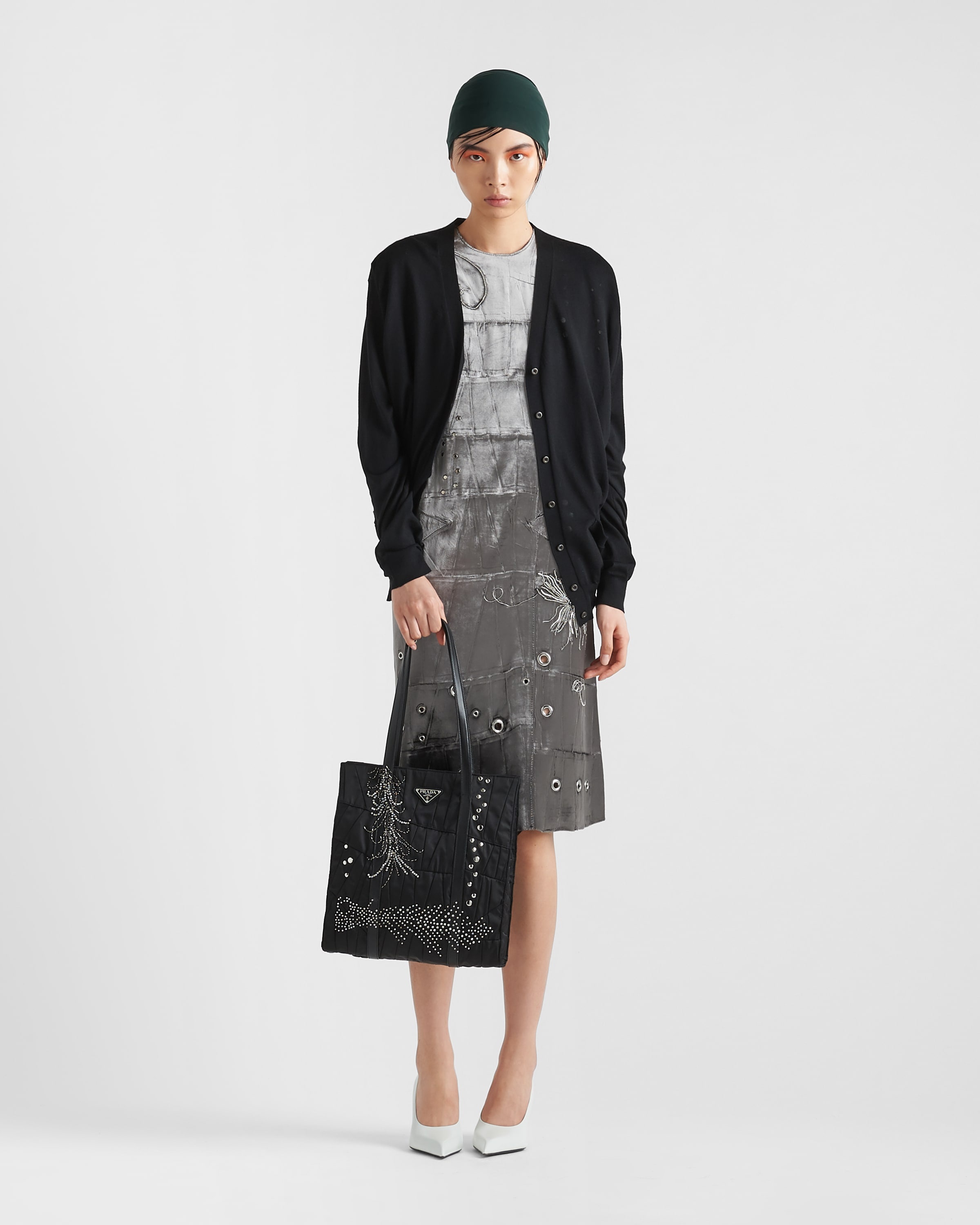 Prada Medium Re-Nylon patchwork tote bag with embroidery