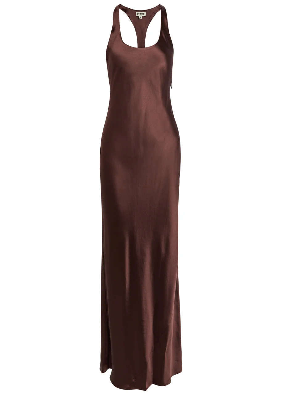 Staud Juanita Satin Maxi Dress - 1