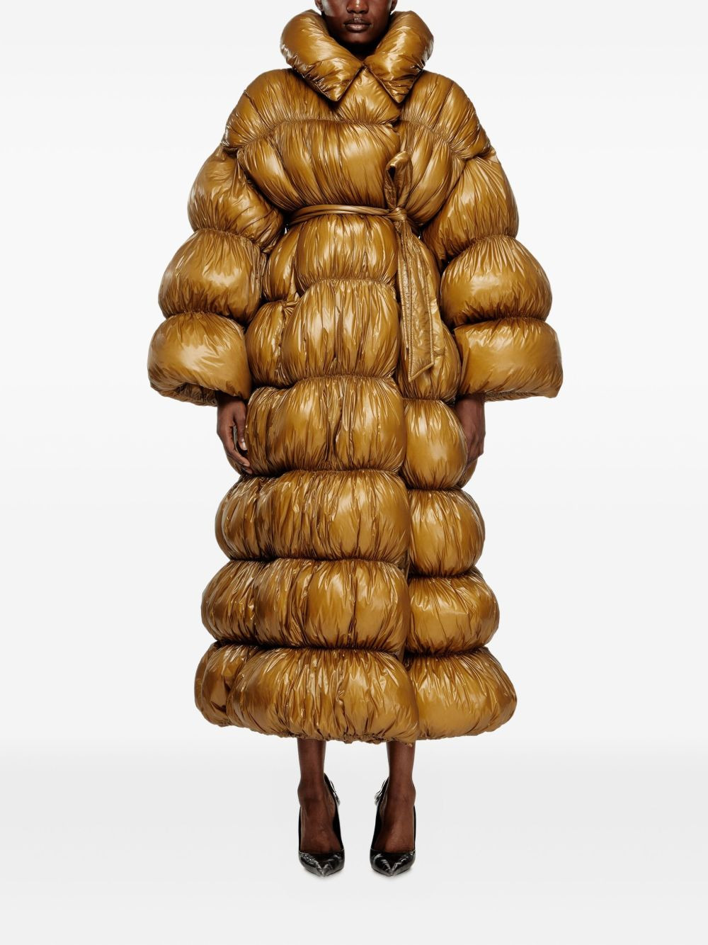 quilted belted long coat - 3