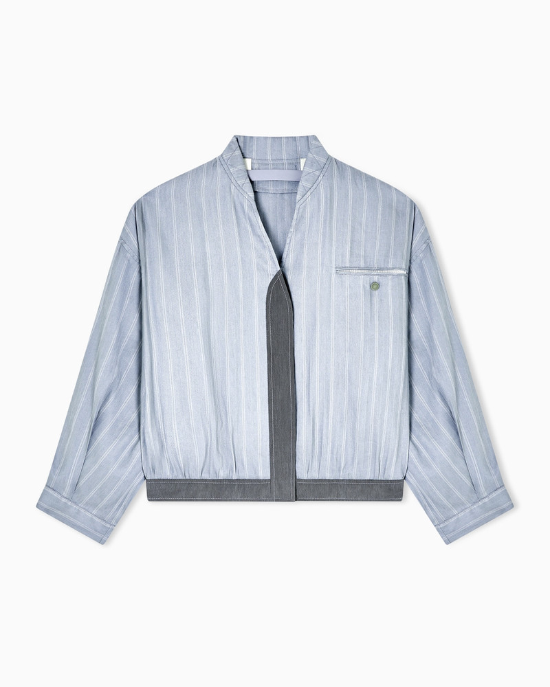 PINSTRIPED, SILK AND LINEN BLOUSON 1
