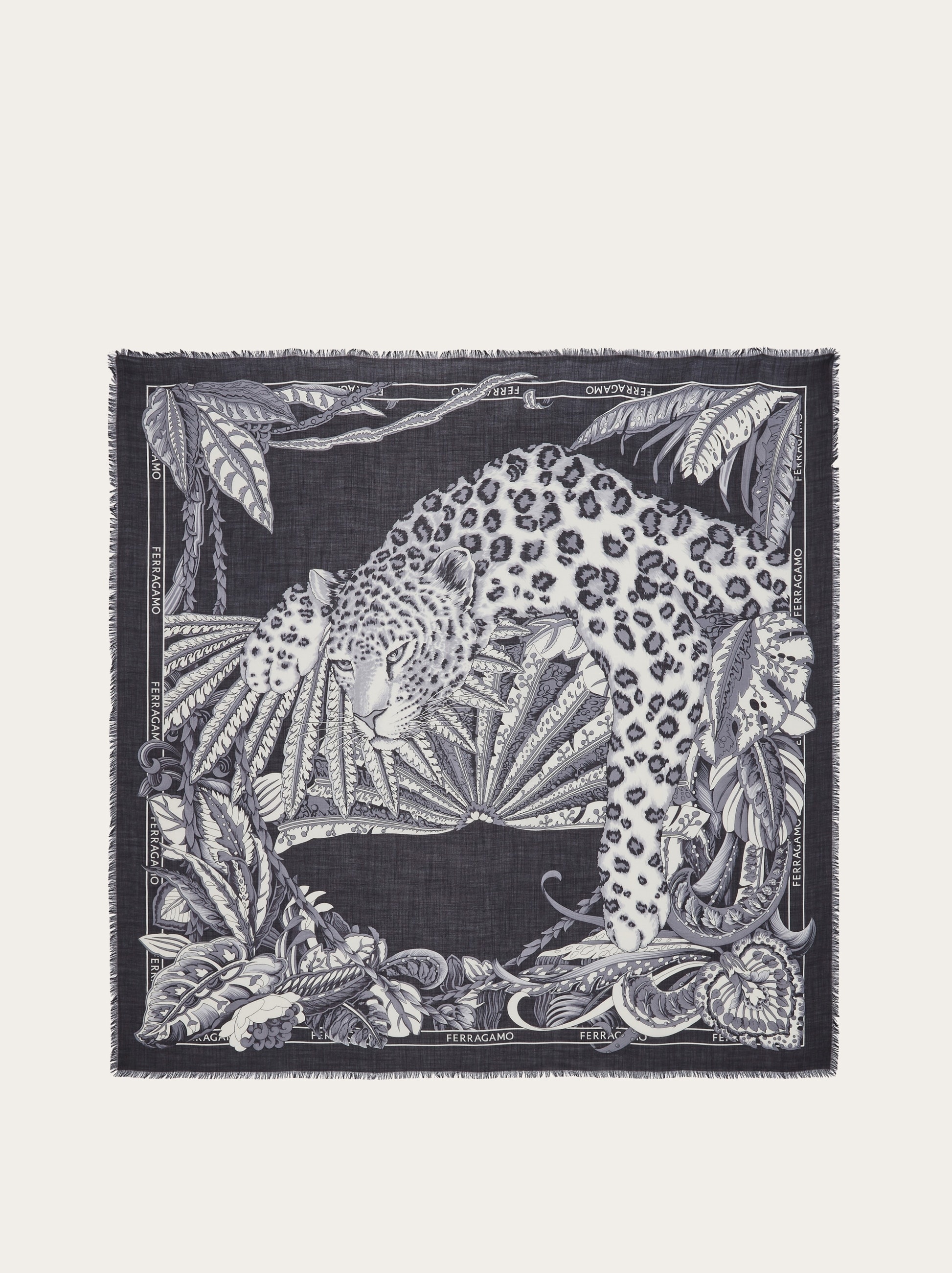 Animalier print cashmere shawl - 1