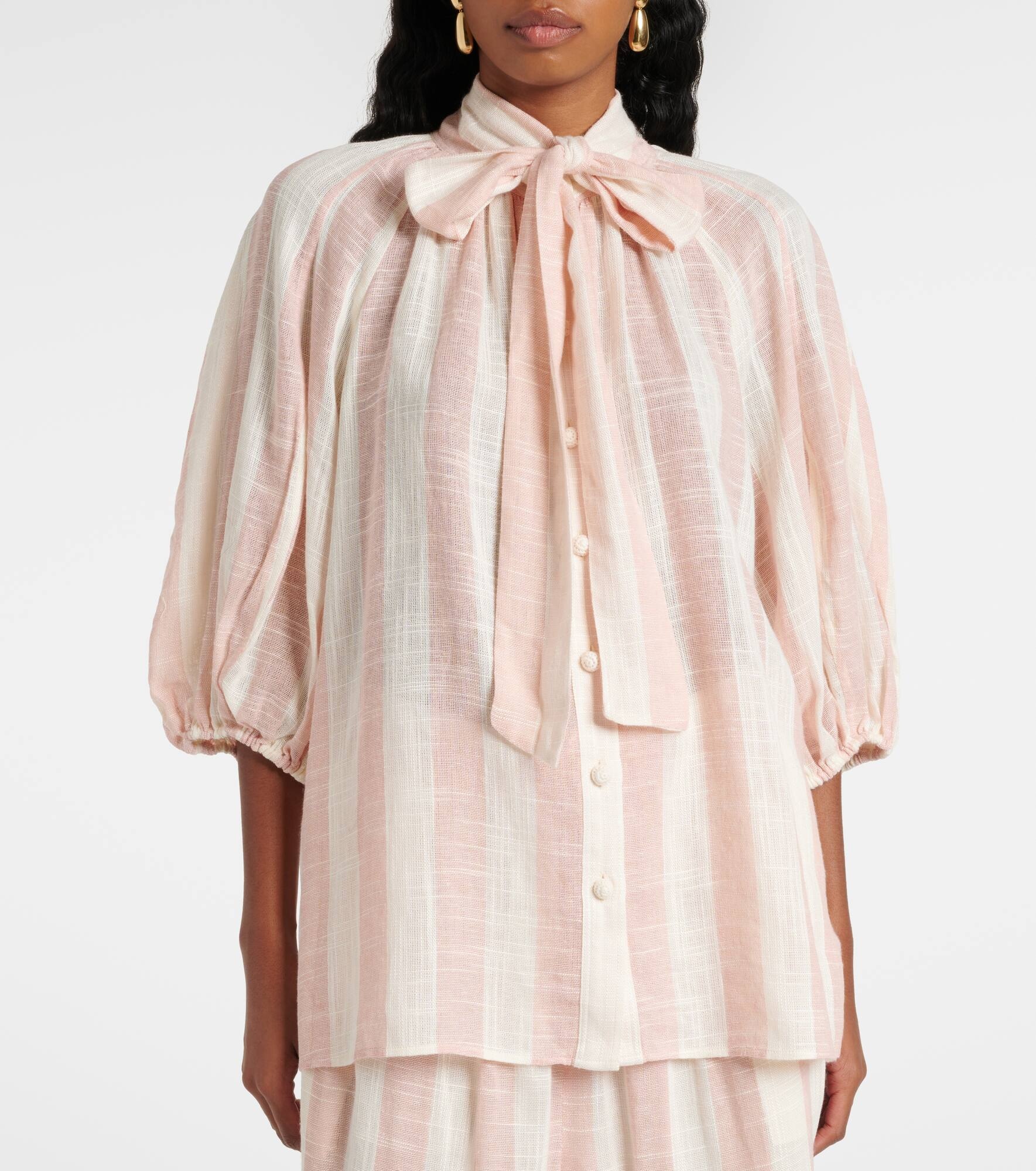 Acacia striped neck-tie blouse - 4