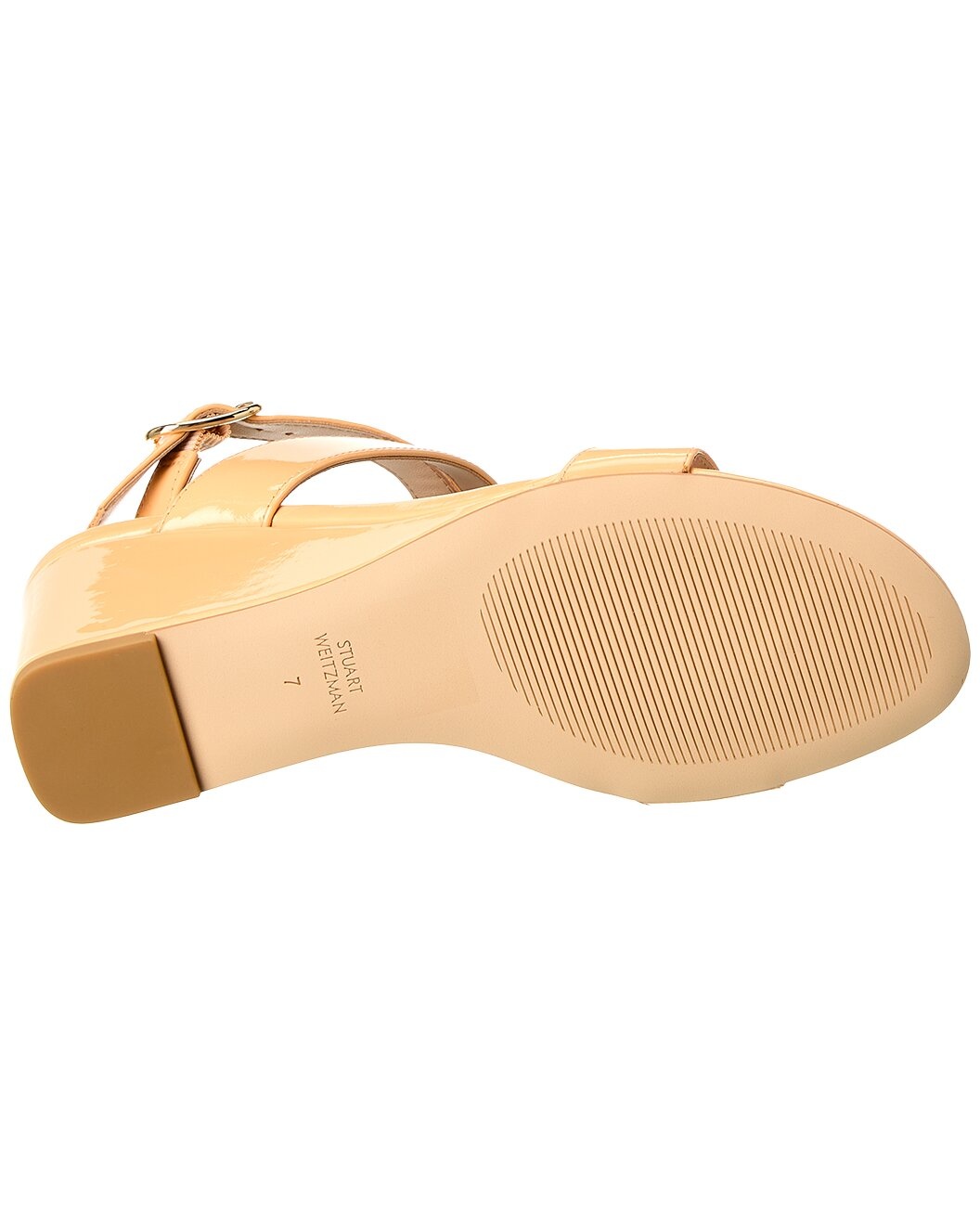 Stuart Weitzman Ave Strap 75 Patent Wedge Sandal - 4