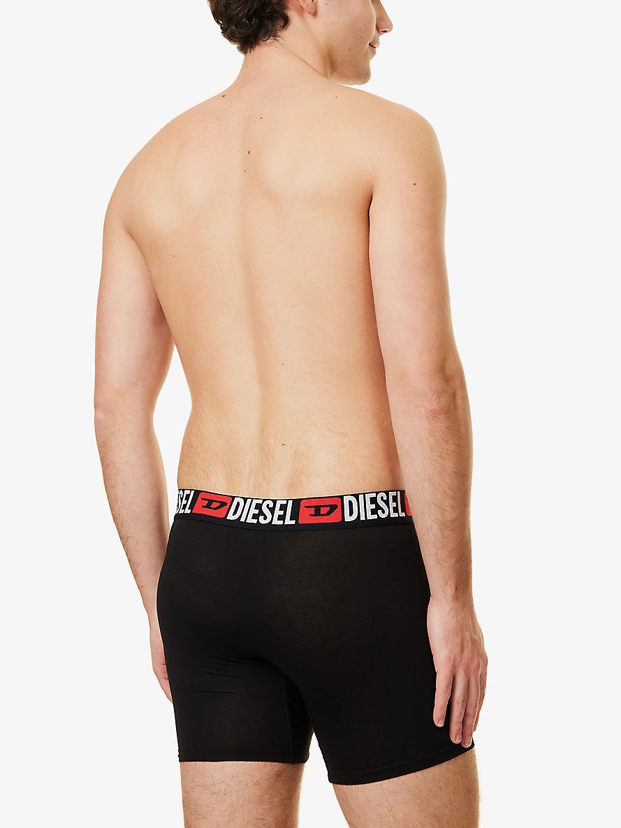 Branded-Waistband Pack of Three Stretch-Cotton Boxers - 3