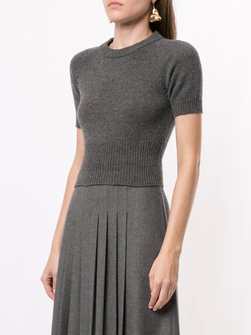 cropped knitted short-sleeve jumper - 3