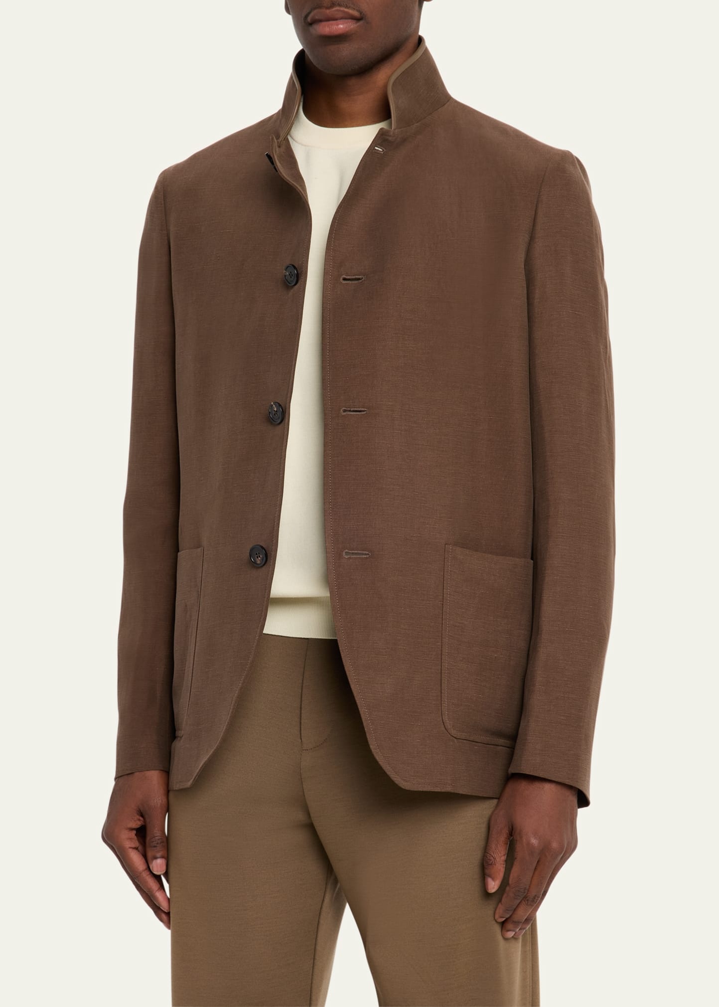 Men's Spagna Linen and Silk Single-Breasted Jacket - 4