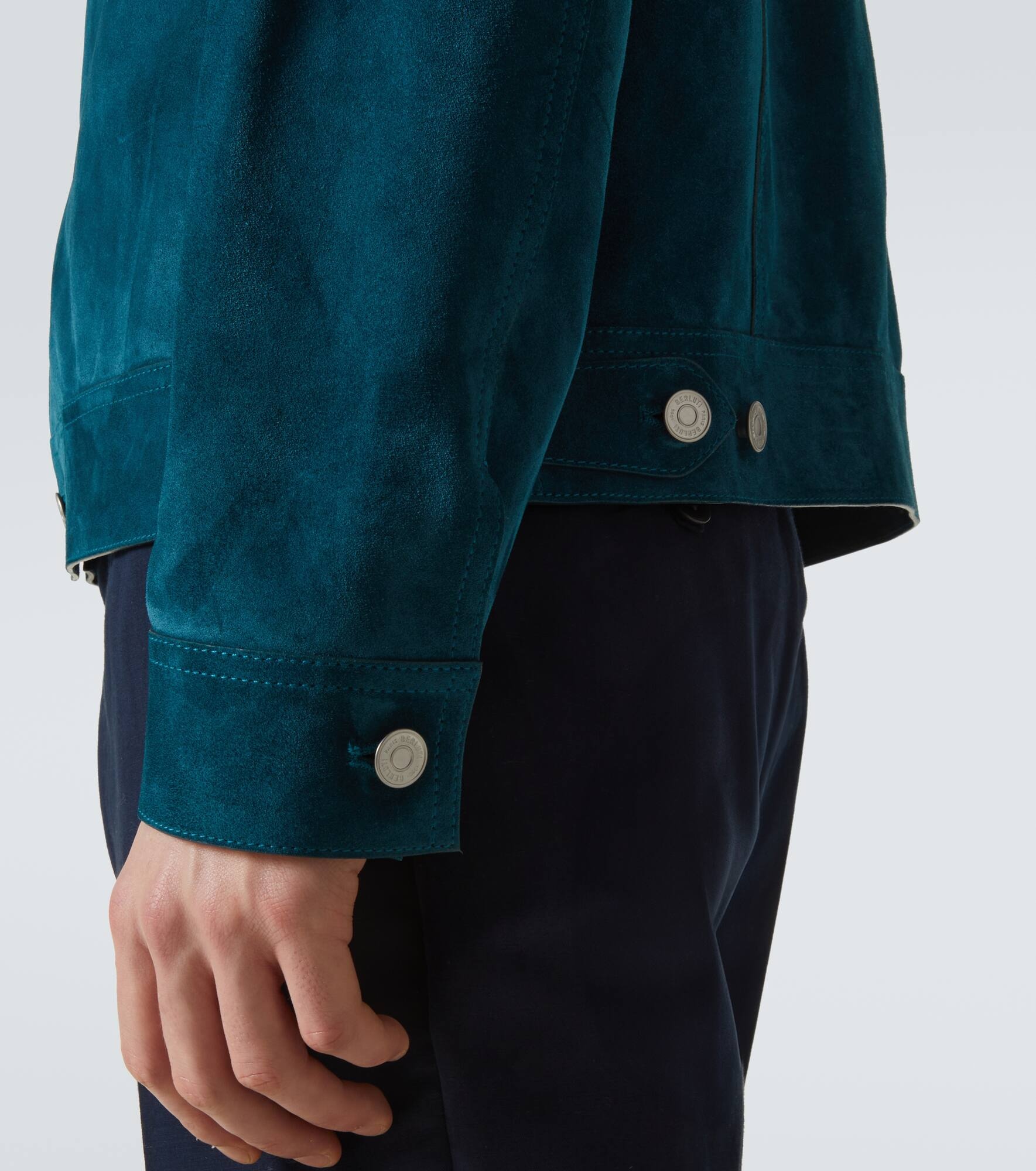 Leather-trimmed suede field jacket - 6