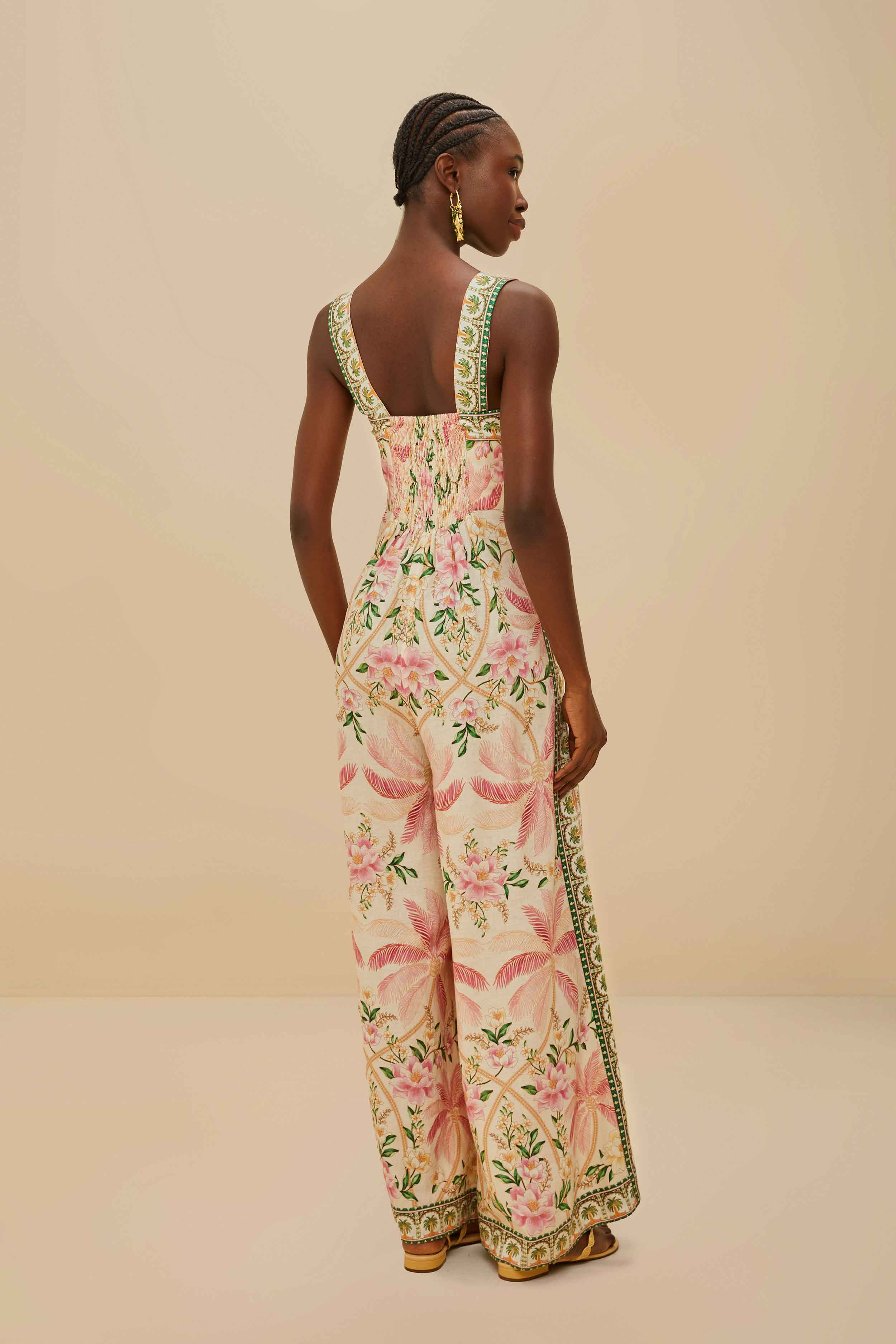 Off-White Palm Dream Lenzing™ Ecovero™ Euroflax™ Jumpsuit - 4